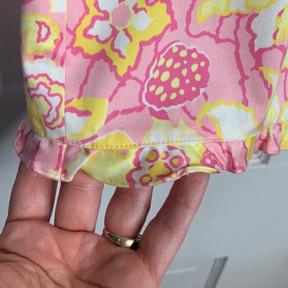 Tibi Yellow Pink Floral Ruffle Trim Drawstring Waist Skirt NEW W-398 Sz 8 - Picture 2 of 9